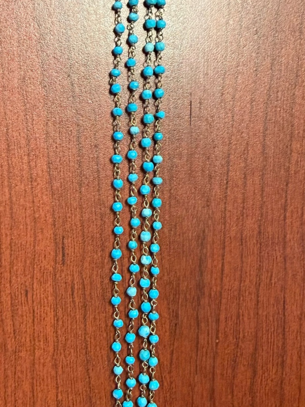 Turquoise (Howlite) Beaded Double-Strand Necklace with Pendant - Picture 4 of 7